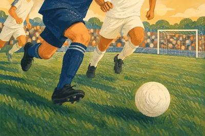 Soccer Players Sprinting on Green Field