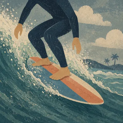 Surfer Carving a Summer Ocean Wave