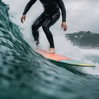 Surfer Carving a Summer Ocean Wave