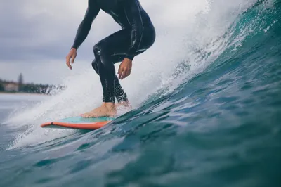 Surfer Carving a Summer Ocean Wave