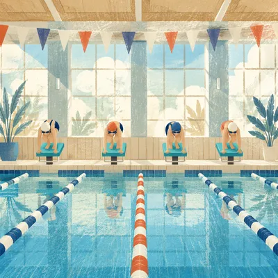 Indoor Swim Race Start at Dawn