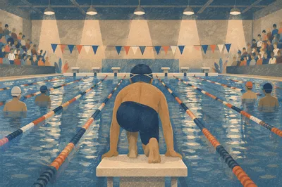Indoor Relay Pool Before Race Start