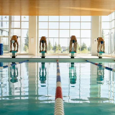 Indoor Swimming Pool Race Start Scene