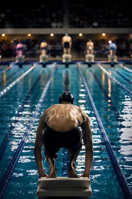 Indoor Relay Start at Competition Pool