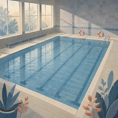 Overhead Blue Swimming Pool Lanes Scene