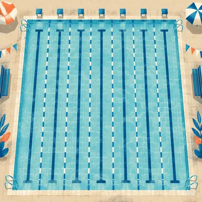 Overhead Swimming Pool Lanes in Blue
