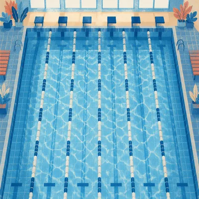 Overhead Competition Swimming Pool Blue Lanes