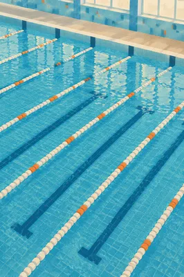 Overhead Swimming Pool Lanes in Blue Water