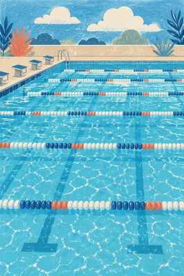 Overhead Swimming Pool Lanes in Blue Water