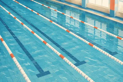 Overhead Blue Swimming Pool Lanes Pattern