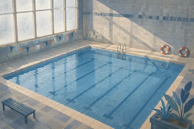 Overhead Blue Swimming Pool Lanes
