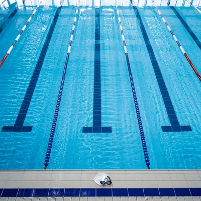 Overhead Competition Swimming Pool Blue Lanes