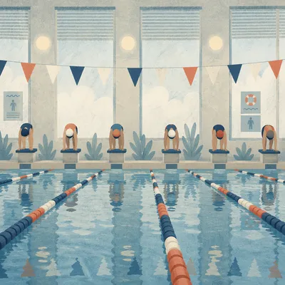 Indoor Swim Race Lanes Before Start