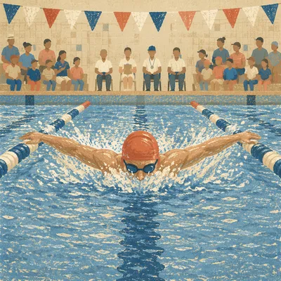 Butterfly Swimmer Racing Through Pool Lane