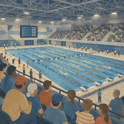 Indoor Swimming Competition Arena with Racing Lanes