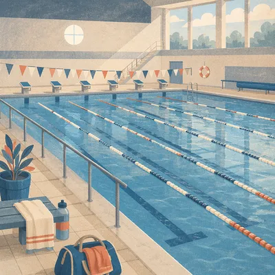 Empty Competition Pool Lanes Before Race
