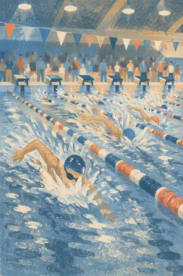 Indoor Swimming Race Lanes at Start