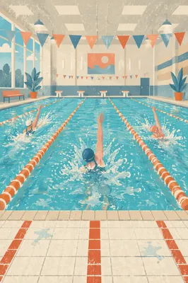 Overhead Indoor Swimming Pool Lane Practice