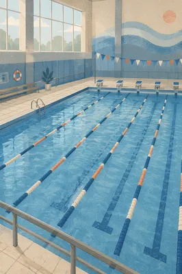 Empty Competition Pool Lanes Before Race