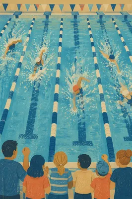 Overhead Competitive Swimming Pool Race