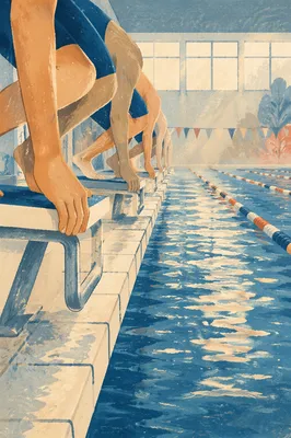 Indoor Swimming Lanes Before Race Start