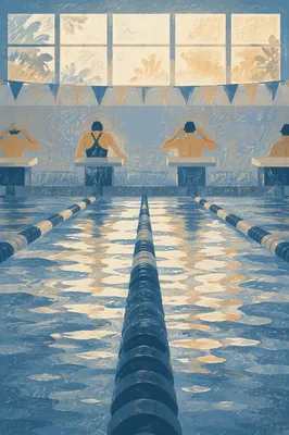 Indoor Pool Lanes Before Morning Race
