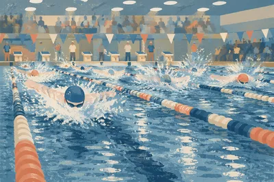 Indoor Swimming Race Lanes at Start