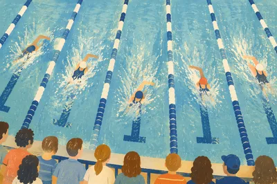 Overhead Indoor Swimming Race Lanes