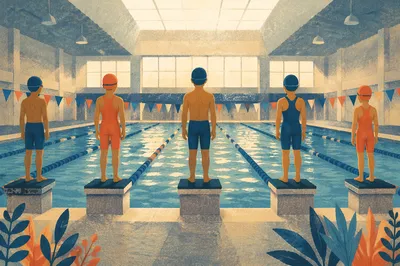 Quiet Indoor Swim Race Before Start