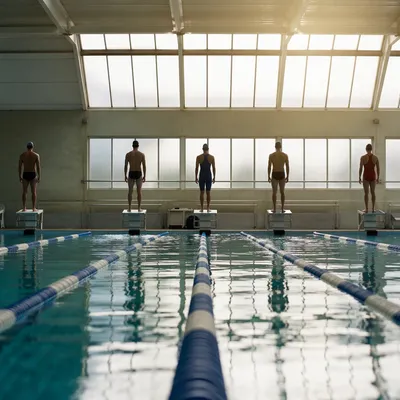 Indoor Swim Race Lanes Before Competition