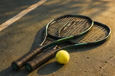 Sunny Tennis Rackets on Outdoor Court