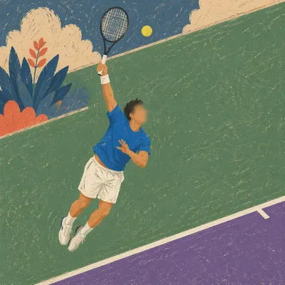 Tennis Serve on Outdoor Hard Court