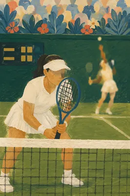 Competitive Tennis Serve on Grass Court