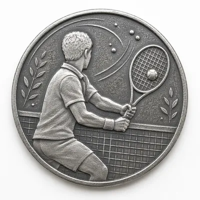 Silver Tennis Medallion With Court Relief
