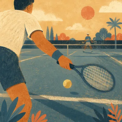 Quiet Tennis Match at Golden Hour