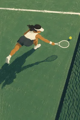 Overhead Tennis Match on Green Court
