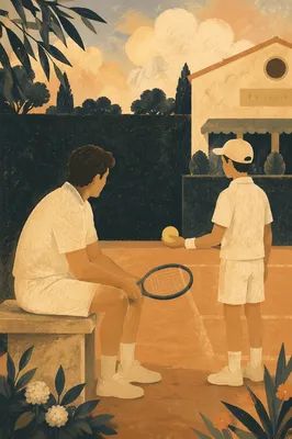 Vintage Tennis Players Before the Match