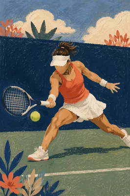 Dynamic Tennis Forehand on Outdoor Court