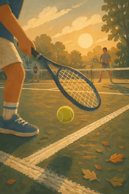 Golden Hour Tennis Match at Baseline