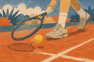 Clay Court Tennis Rally Close-Up