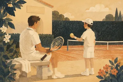 Vintage Tennis Players Before the Match