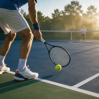 Early Morning Tennis Match at Baseline