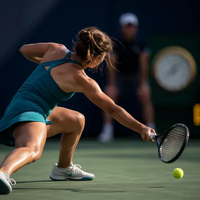 Intense Courtside Tennis Match Return