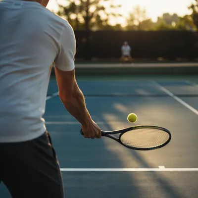 Quiet Tennis Match Courtside Racket Moment