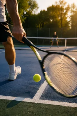 Golden Hour Tennis Court Action Scene