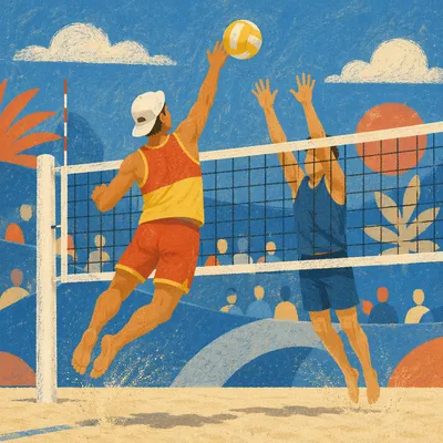 Beach Volleyball Spike at Summer Net