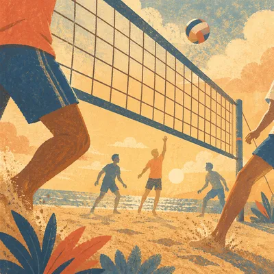 Sunlit Beach Volleyball Net Summer Scene