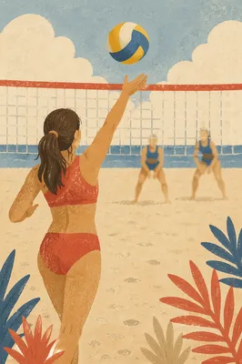 Beach Volleyball Serve on Summer Sand