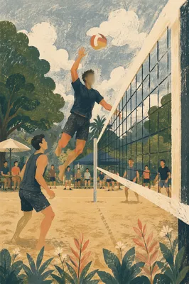 Beach Volleyball Net in Summer Action