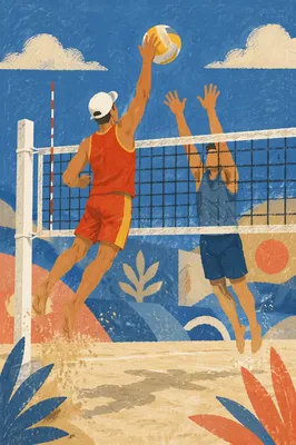 Beach Volleyball Spike at Summer Net